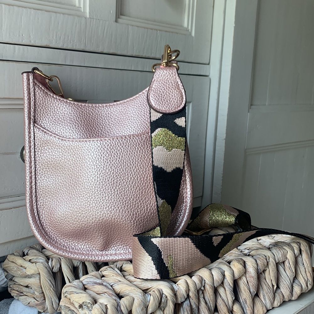 Metallic Pink Leather Crossbody Bag